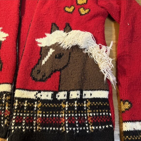 READ!  VTG Rods 3D Horse Girls Sweater Kids Medium 10/12 Craft Project Repurpose - Picture 3 of 14